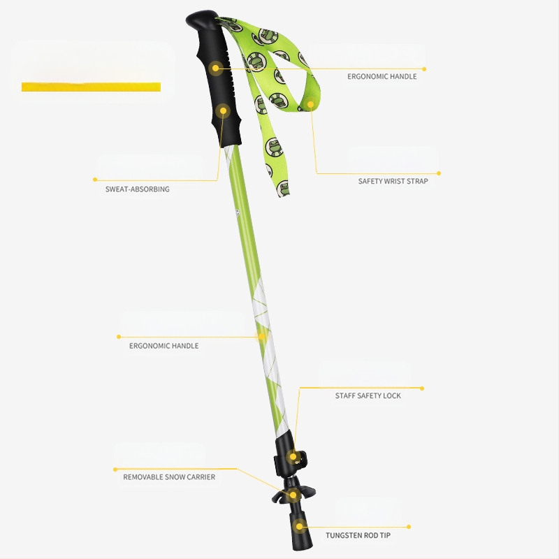 [Gamyklinis] Vaikiškas alpenstock lazdelės sulankstomas neslystantis aliuminio lydinio ramentas daugiafunkcis žygio vienetinis kartos didmeninė prekyba