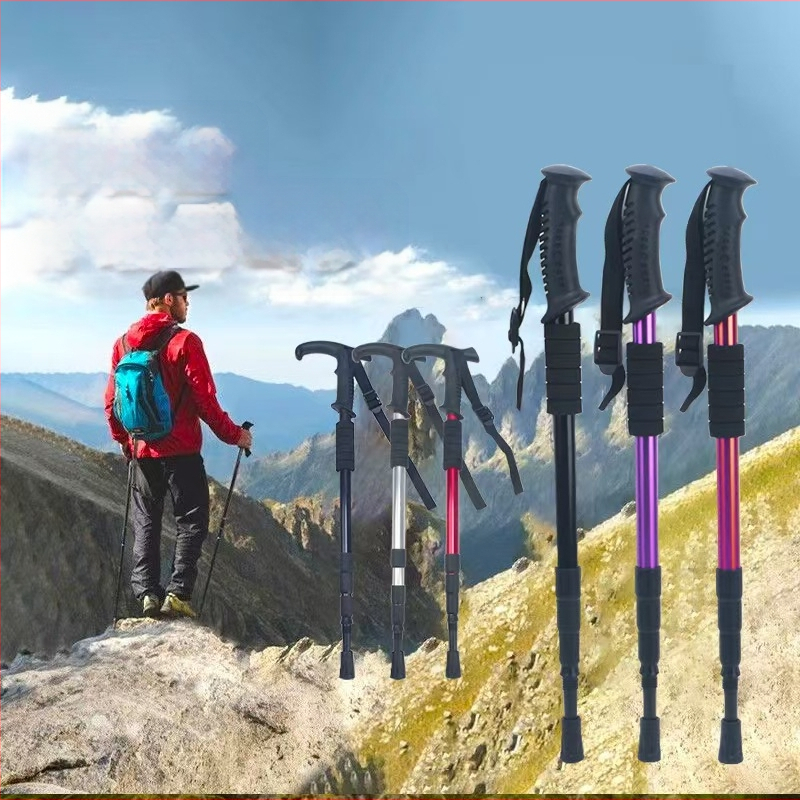 Lauko kelionių žygio lazdos, sulankstomos žygio lazdos, didmeninė prekyba aliuminio lydinio ištraukiamais trijų dalių ramentais, gamintojais