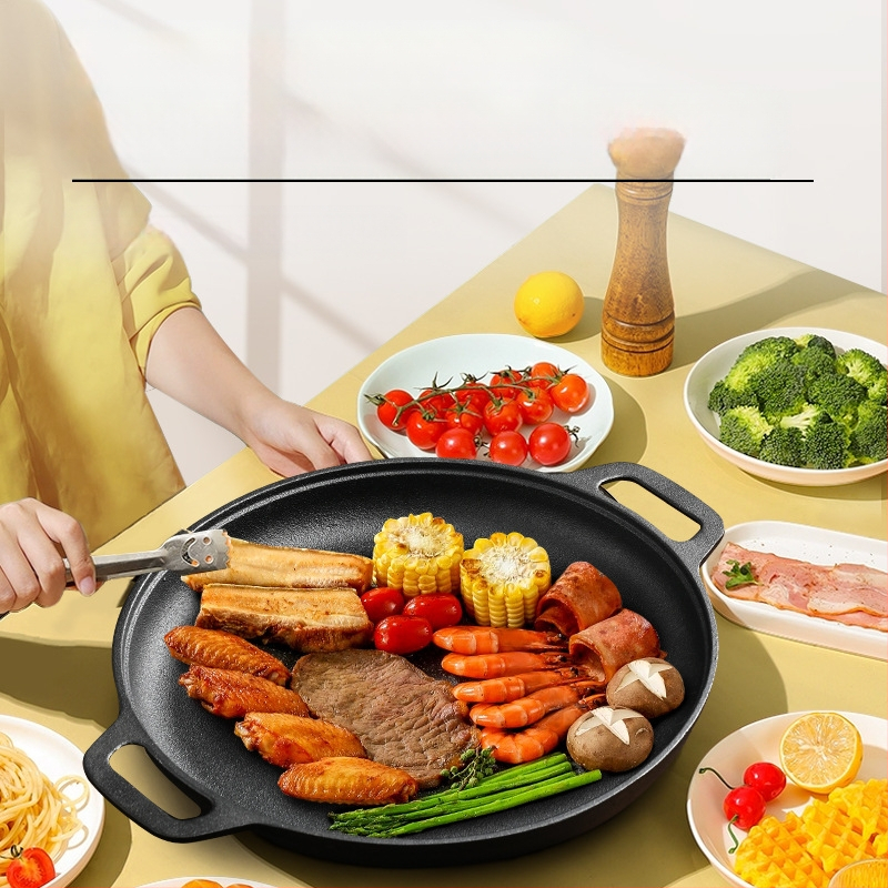 Paksendatud pannkoogipann Kahe kõrvaga malmpann Katmata pann Käeshoitav pannkook Toores malm Kodune pannkoogipann Nakkumatu pann