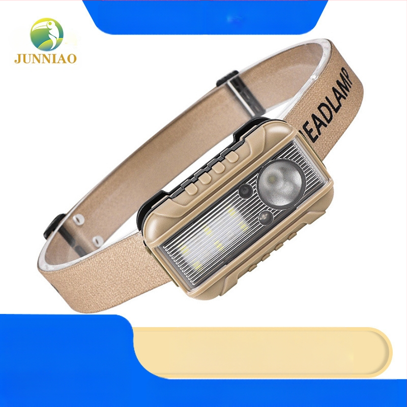 Piiriülene uus LED-induktsioon-esilatern punase ja valge topeltvalgusallikaga välistingimustes kasutamiseks, ööjooksuks, kalapüügiks, väike esilatern hulgimüügis