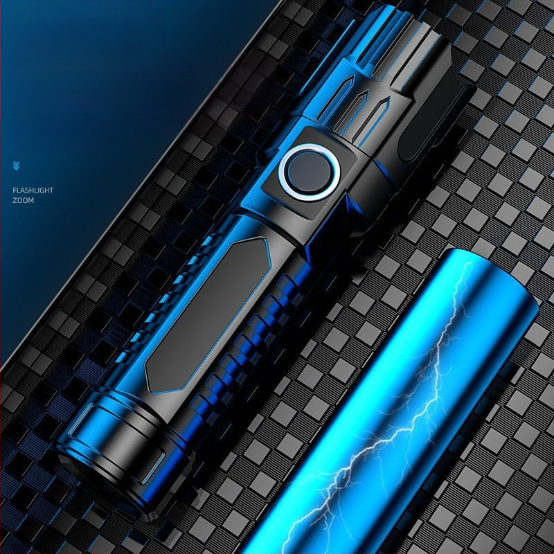 Lanternă telescopică cu zoom ABS reîncărcabilă USB pentru acasă, iluminare exterioară, lanternă super luminoasă de lungă durată, lot