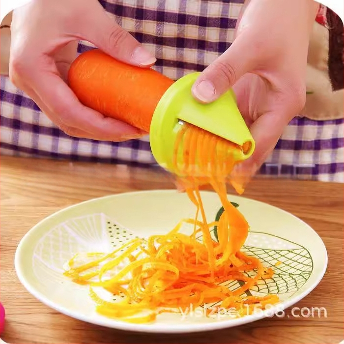 Virtuvės daugiafunkcis smulkintuvas, kūrybinis spiralinis smulkintuvas, rotacinis smulkintuvas, pjaustantis daržovių tarkas, spausdinamas logotipas