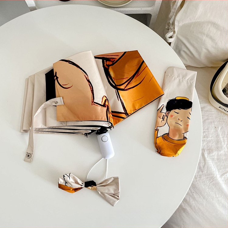 Animacinių filmukų „Panda“ skėtis moterims, juodas guminis, apsaugantis nuo saulės, apsaugantis nuo UV spindulių, nuo saulės, saulėtas ir lietus, dvigubos paskirties, itin lengvas, nešiojamas, sulankstomas fabrikas