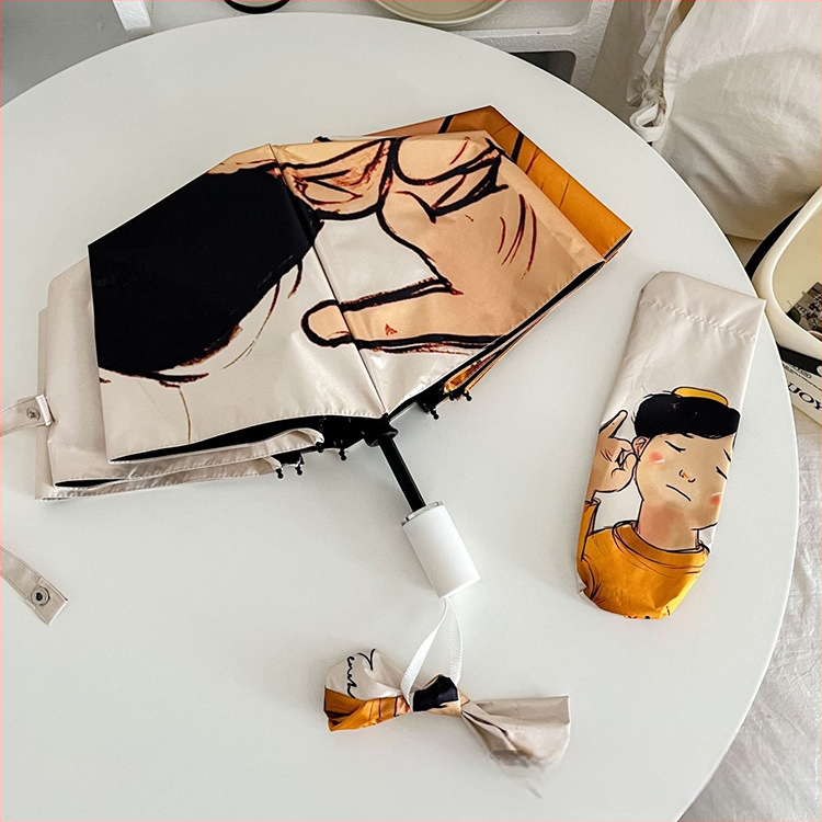 Animacinių filmukų „Panda“ skėtis moterims, juodas guminis, apsaugantis nuo saulės, apsaugantis nuo UV spindulių, nuo saulės, saulėtas ir lietus, dvigubos paskirties, itin lengvas, nešiojamas, sulankstomas fabrikas