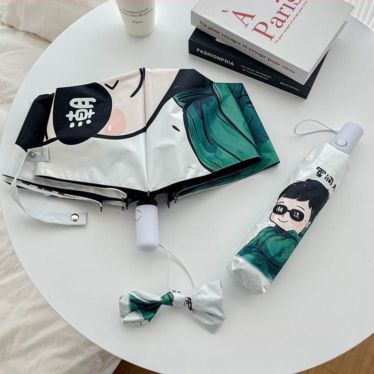 Animacinių filmukų „Panda“ skėtis moterims, juodas guminis, apsaugantis nuo saulės, apsaugantis nuo UV spindulių, nuo saulės, saulėtas ir lietus, dvigubos paskirties, itin lengvas, nešiojamas, sulankstomas fabrikas