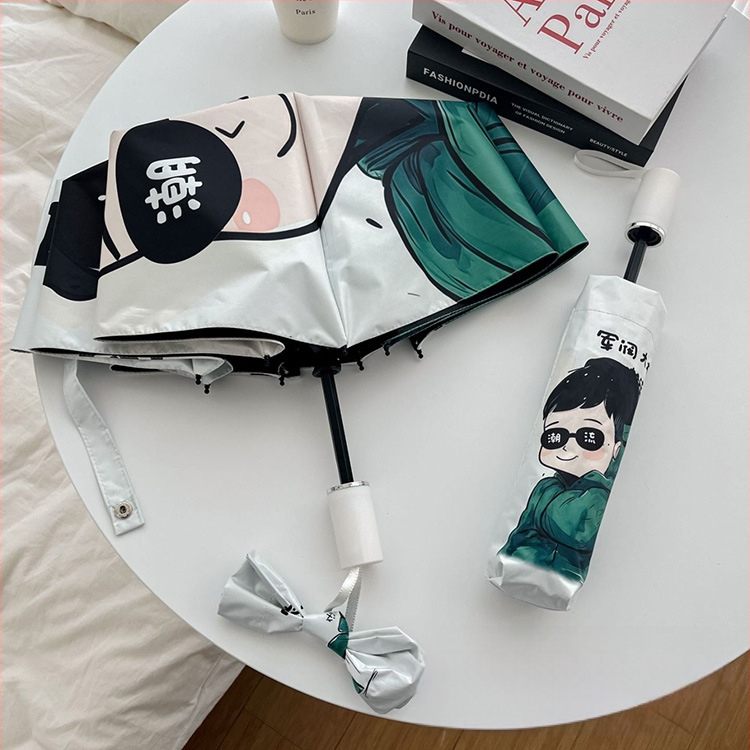 Animacinių filmukų „Panda“ skėtis moterims, juodas guminis, apsaugantis nuo saulės, apsaugantis nuo UV spindulių, nuo saulės, saulėtas ir lietus, dvigubos paskirties, itin lengvas, nešiojamas, sulankstomas fabrikas