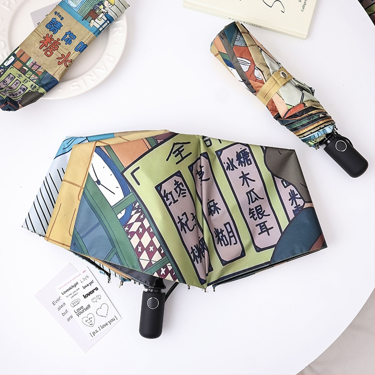 Animacinių filmukų „Panda“ skėtis moterims, juodas guminis, apsaugantis nuo saulės, apsaugantis nuo UV spindulių, nuo saulės, saulėtas ir lietus, dvigubos paskirties, itin lengvas, nešiojamas, sulankstomas fabrikas