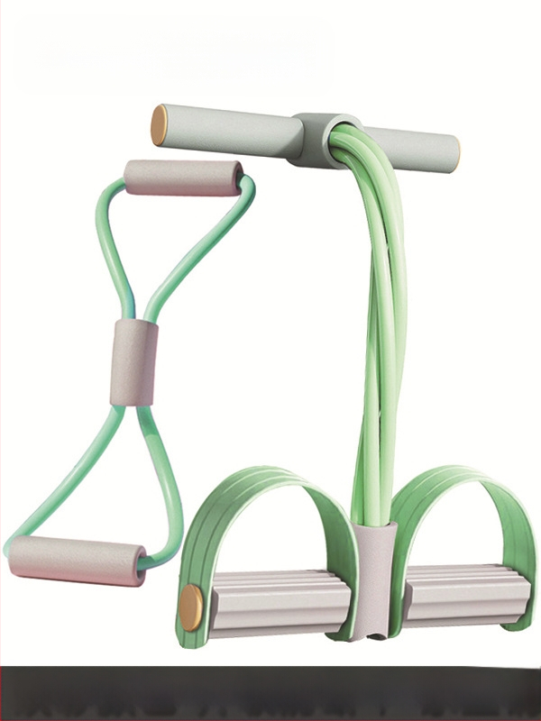 Pedalų tempimo spalvos derinimas Keturių vamzdžių 6 vijų pilvo tempimo atvira pečių graži nugara 8 simbolių tempimo virvė namų fitneso kostiumas