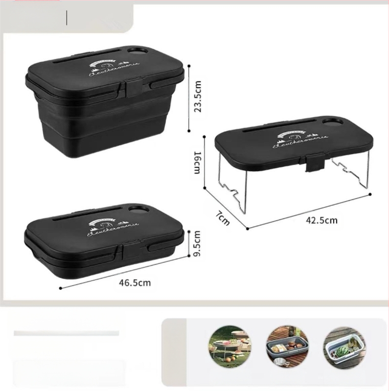 Sulankstomas lauko nešiojamas krepšys su dangčiu Nešiojamas sulankstomas spyruoklinis laikymo krepšys Maisto prekių krepšelis Iškylų krepšelis