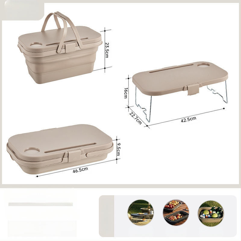 Sulankstomas lauko nešiojamas krepšys su dangčiu Nešiojamas sulankstomas spyruoklinis laikymo krepšys Maisto prekių krepšelis Iškylų krepšelis