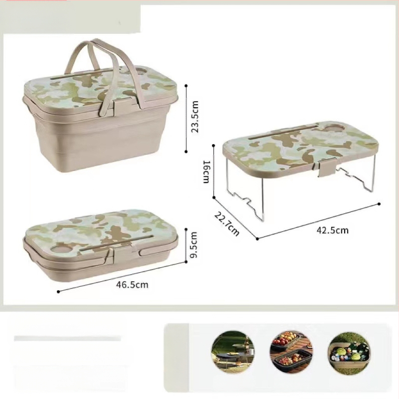 Sulankstomas lauko nešiojamas krepšys su dangčiu Nešiojamas sulankstomas spyruoklinis laikymo krepšys Maisto prekių krepšelis Iškylų krepšelis