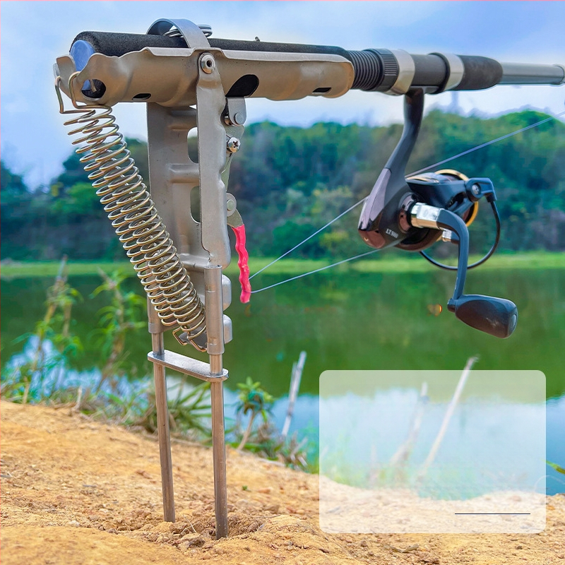 Nerūdijančio plieno automatinė žvejybos meškerė, įdedama į žemę, jūrinės meškerės laikiklis, meškerės svirtis, lakuota meškerė, atšokančios meškerės laikiklis, metimo meškerė