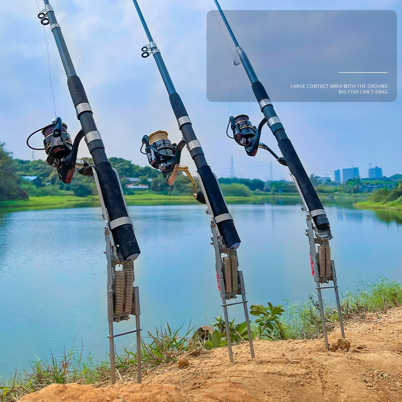 Nerūdijančio plieno automatinė žvejybos meškerė, įdedama į žemę, jūrinės meškerės laikiklis, meškerės svirtis, lakuota meškerė, atšokančios meškerės laikiklis, metimo meškerė