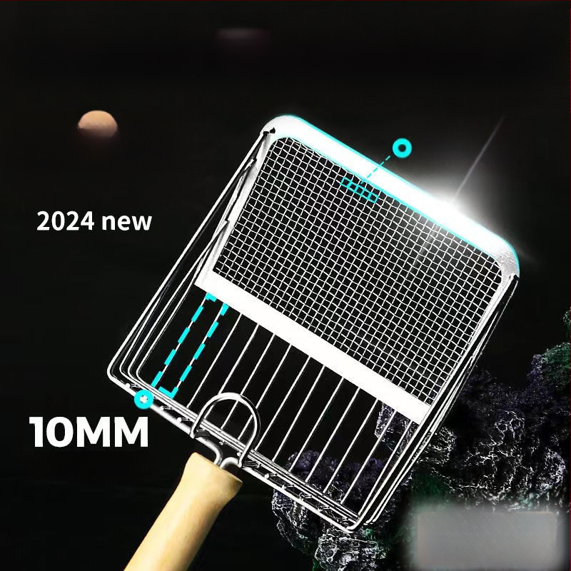 Kačių kraiko kastuvas, smulkių skylučių kastuvas, didelis metalinis nerūdijančio plieno kačių išmatų kastuvas, bentonito rūdos kačių kraiko kastuvo pagrindo artefaktas