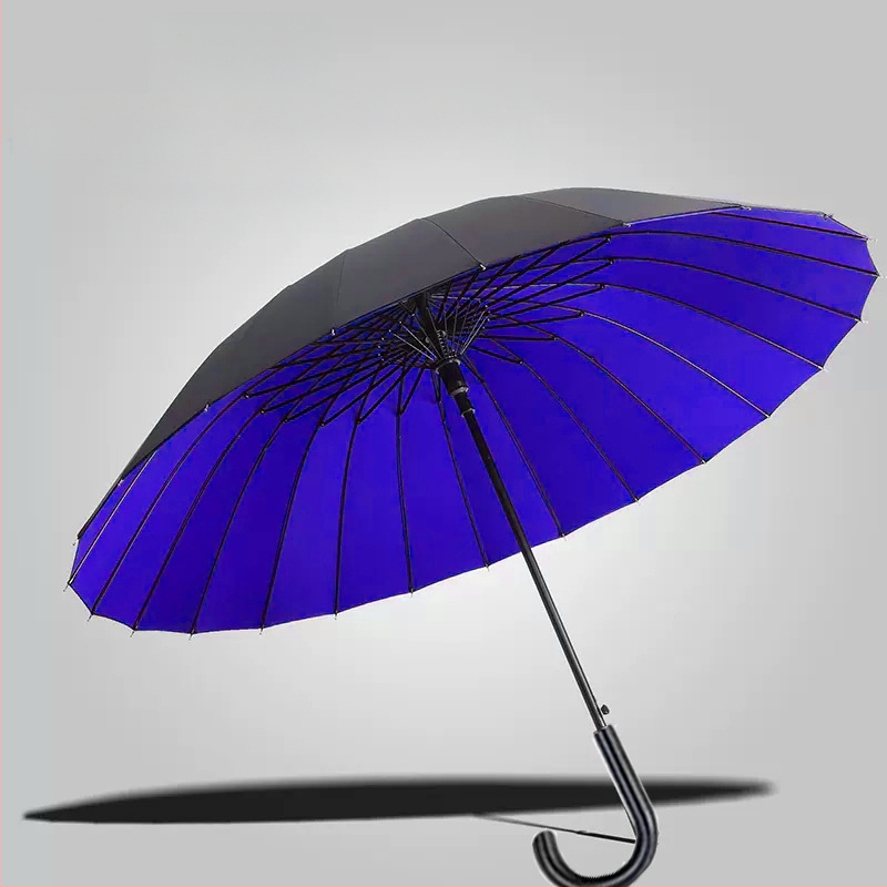 24-dielny automatický dáždnik s dvojitým hákom a rovnou tyčou, veľkoobchodný slnečný dáždnik, reklamný dáždnik na mieru, vetruodolný, obchodný dáždnik s dlhou rukoväťou