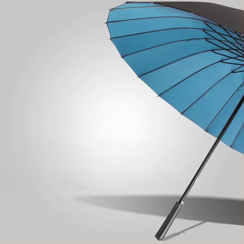 24-dielny automatický dáždnik s dvojitým hákom a rovnou tyčou, veľkoobchodný slnečný dáždnik, reklamný dáždnik na mieru, vetruodolný, obchodný dáždnik s dlhou rukoväťou