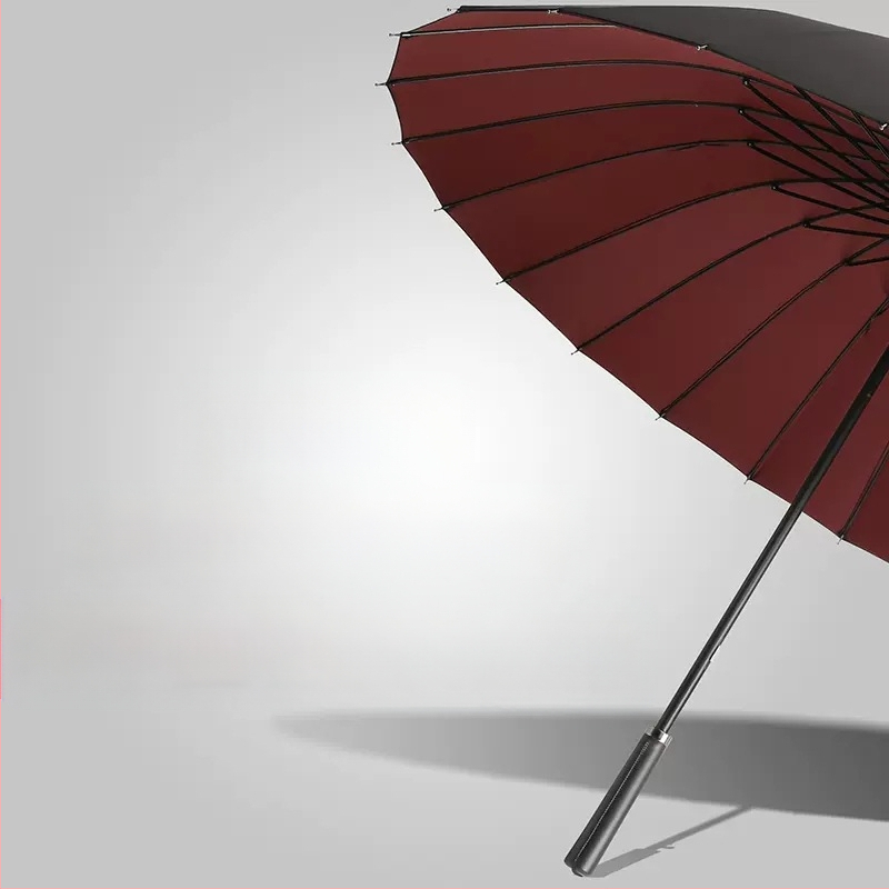 24-dielny automatický dáždnik s dvojitým hákom a rovnou tyčou, veľkoobchodný slnečný dáždnik, reklamný dáždnik na mieru, vetruodolný, obchodný dáždnik s dlhou rukoväťou