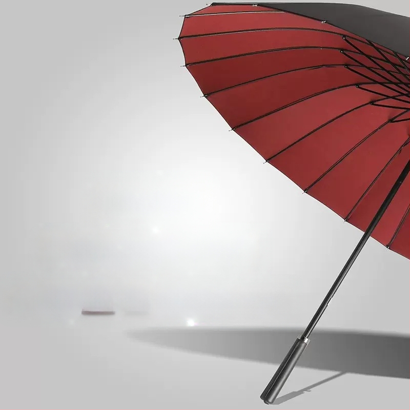 24-dielny automatický dáždnik s dvojitým hákom a rovnou tyčou, veľkoobchodný slnečný dáždnik, reklamný dáždnik na mieru, vetruodolný, obchodný dáždnik s dlhou rukoväťou
