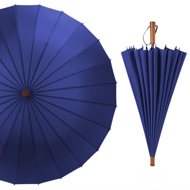 24-dielny automatický dáždnik s dvojitým hákom a rovnou tyčou, veľkoobchodný slnečný dáždnik, reklamný dáždnik na mieru, vetruodolný, obchodný dáždnik s dlhou rukoväťou