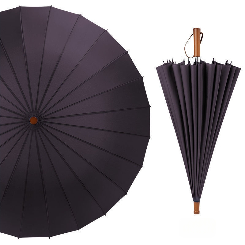 24-dielny automatický dáždnik s dvojitým hákom a rovnou tyčou, veľkoobchodný slnečný dáždnik, reklamný dáždnik na mieru, vetruodolný, obchodný dáždnik s dlhou rukoväťou