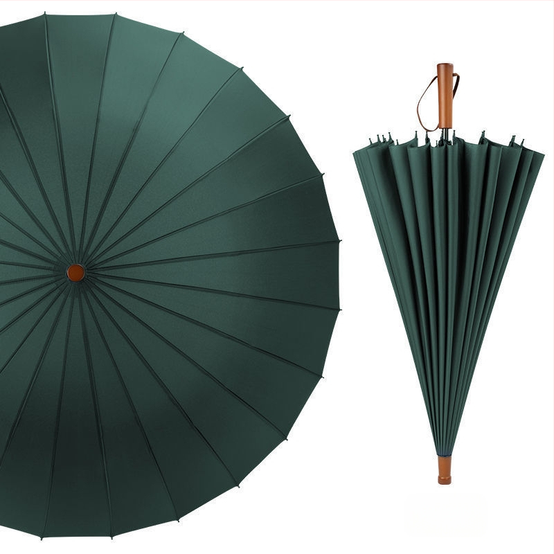 24-dielny automatický dáždnik s dvojitým hákom a rovnou tyčou, veľkoobchodný slnečný dáždnik, reklamný dáždnik na mieru, vetruodolný, obchodný dáždnik s dlhou rukoväťou