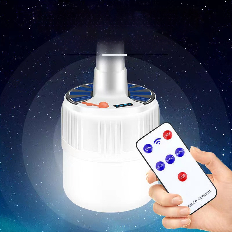 Saulės energija įkraunamas LED avarinis apšvietimas Naktinio turgaus mobiliojo prekystalio kempingo šviestuvas Lauko apšvietimas Pakabinamas šviestuvas Nuotolinio valdymo lemputė