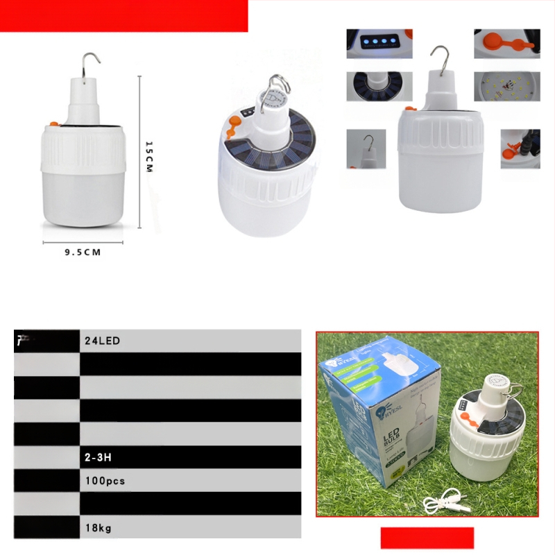 Saulės energija įkraunamas LED avarinis apšvietimas Naktinio turgaus mobiliojo prekystalio kempingo šviestuvas Lauko apšvietimas Pakabinamas šviestuvas Nuotolinio valdymo lemputė