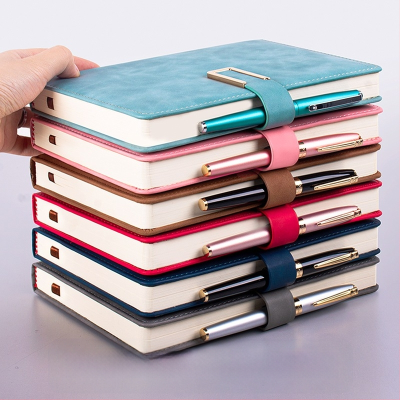 Σημειωματάριο από παχύ δέρμα με αγκράφα για επιχειρηματίες, απλούς φοιτητές, 5 βιβλία για συσκέψεις