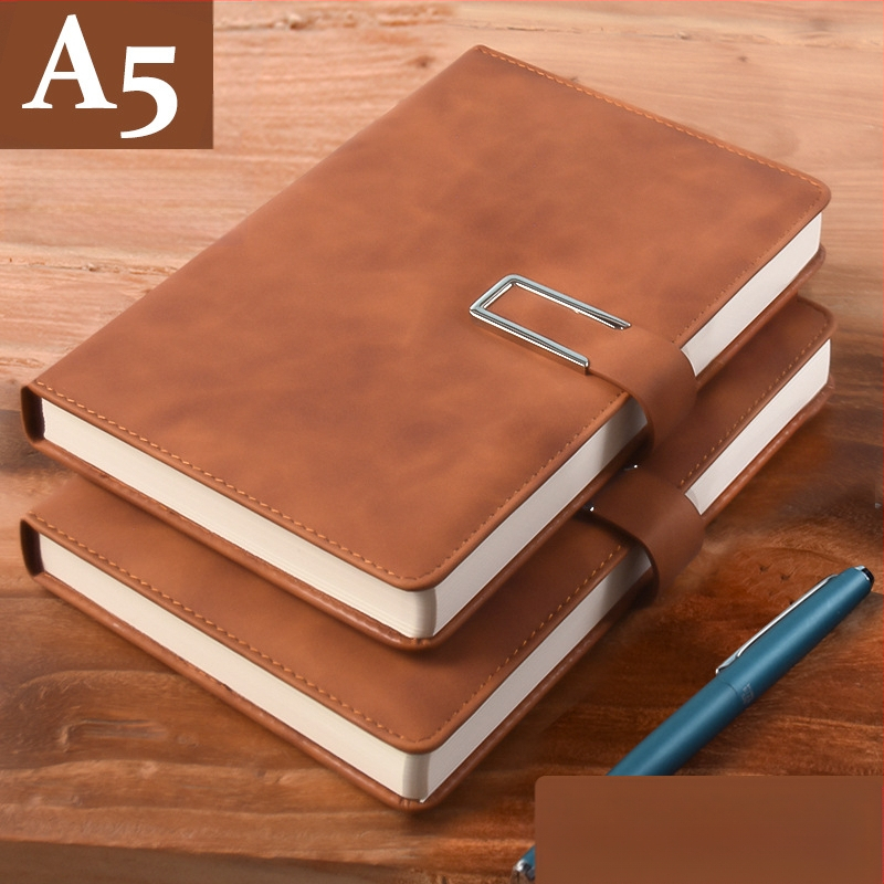 Σημειωματάριο από παχύ δέρμα με αγκράφα για επιχειρηματίες, απλούς φοιτητές, 5 βιβλία για συσκέψεις