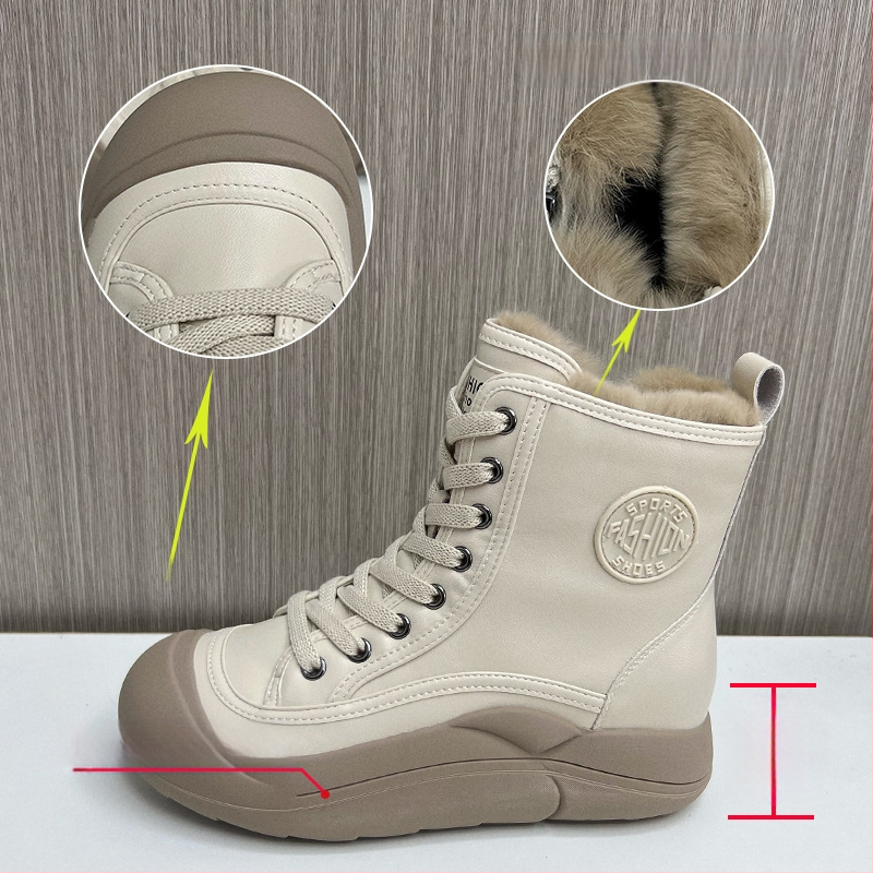Bijele cipele od zečjeg krzna za žene, zima 2025., nove visoke sportske tenisice s debelim potplatom, ženske cipele, retro svestrane, tople ženske cipele