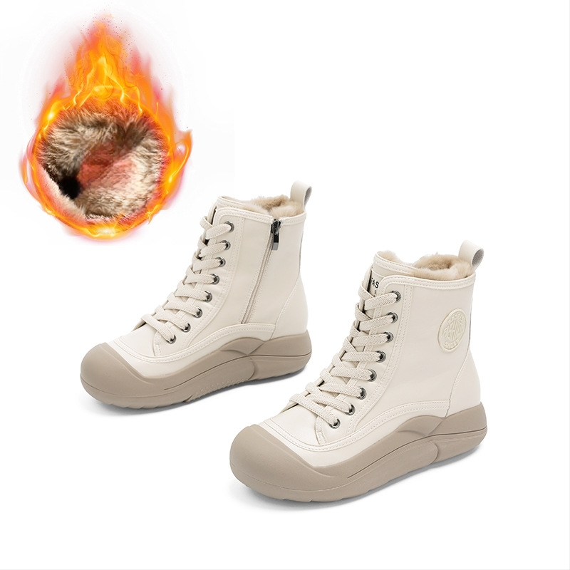 Bijele cipele od zečjeg krzna za žene, zima 2025., nove visoke sportske tenisice s debelim potplatom, ženske cipele, retro svestrane, tople ženske cipele