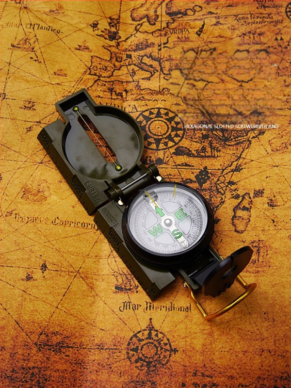 Välistingimustes kasutatav ellujäämiskompass, mitmeotstarbeline, hõlpsasti kaasaskantav, plastist suunav taktikaline kompass, North DC45-2A