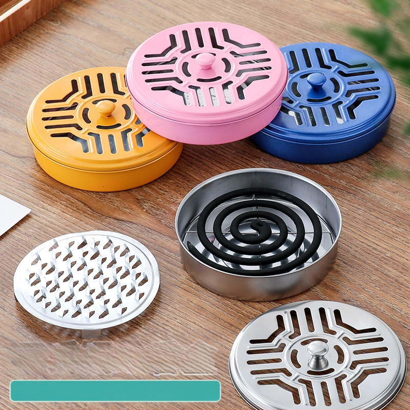 Sustorinta nerūdijančio plieno uodų smilkalų dėžutė, padidinta su dangteliu, buitinė uodų smilkalų lėkštė, uodų smilkalų lentynėlė su pilka plokštele, atspari ugniai, kūrybinė sandalmedžio viryklė