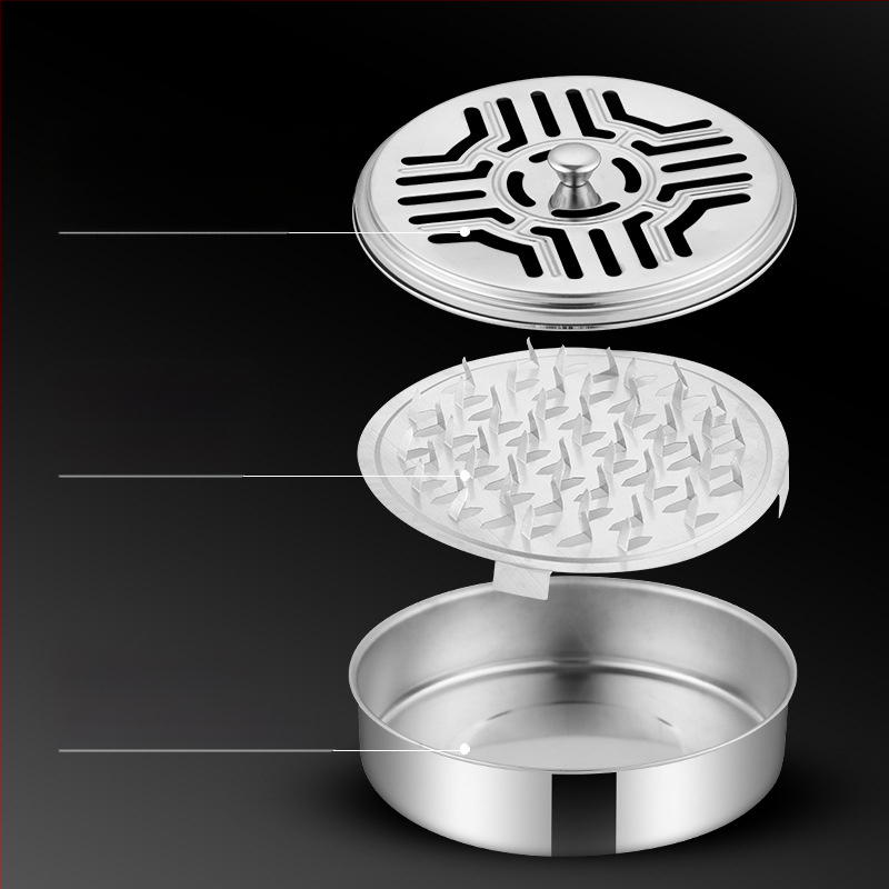Sustorinta nerūdijančio plieno uodų smilkalų dėžutė, padidinta su dangteliu, buitinė uodų smilkalų lėkštė, uodų smilkalų lentynėlė su pilka plokštele, atspari ugniai, kūrybinė sandalmedžio viryklė