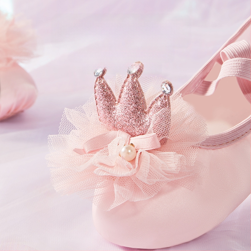 Šokių bateliai vaikiški moteriški baleto trimačiai tinkliniai bateliai su vainiko formos katino nagais, pavasario ir vasaros nauji atlasiniai sportiniai bateliai sandėlyje