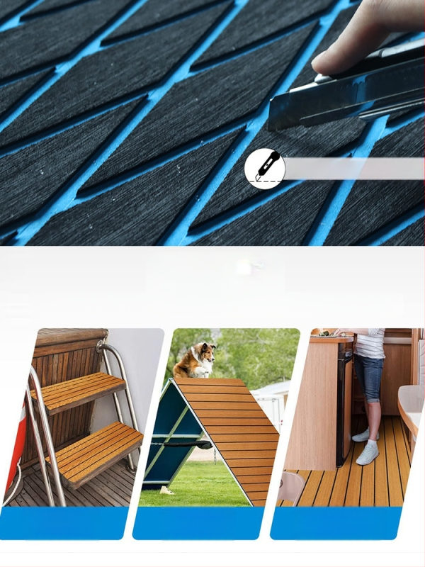 Jahtas pretslīdes grīdas airu dēlis, pretslīdes aizsargpēdu paliktnis, kajaku piederumi, romba tīkkoka jūras EVA grīdas paklājiņš