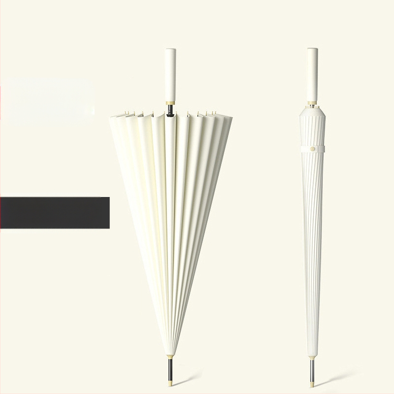 24 csontos esernyő automata esernyő nagy, túlméretezett gyári nagykereskedelmi egyenes hosszú nyelű esernyő napsütéses és esős kettős felhasználású logóval