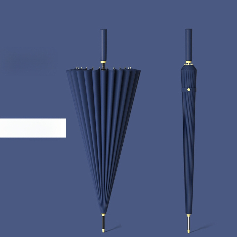 24 csontos esernyő automata esernyő nagy, túlméretezett gyári nagykereskedelmi egyenes hosszú nyelű esernyő napsütéses és esős kettős felhasználású logóval