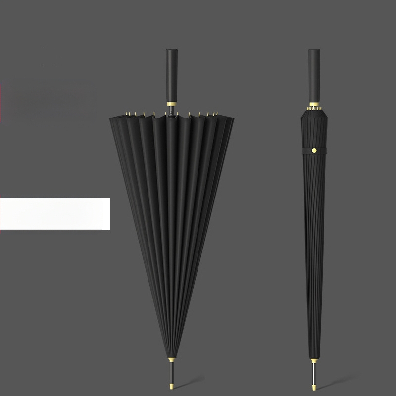 24 csontos esernyő automata esernyő nagy, túlméretezett gyári nagykereskedelmi egyenes hosszú nyelű esernyő napsütéses és esős kettős felhasználású logóval