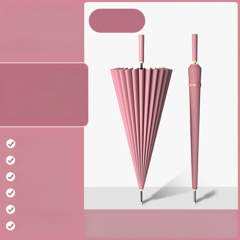 24 csontos esernyő automata esernyő nagy, túlméretezett gyári nagykereskedelmi egyenes hosszú nyelű esernyő napsütéses és esős kettős felhasználású logóval