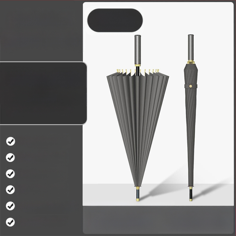 24 csontos esernyő automata esernyő nagy, túlméretezett gyári nagykereskedelmi egyenes hosszú nyelű esernyő napsütéses és esős kettős felhasználású logóval