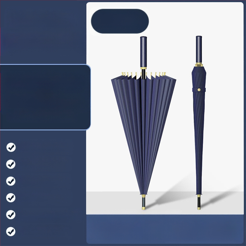 24 csontos esernyő automata esernyő nagy, túlméretezett gyári nagykereskedelmi egyenes hosszú nyelű esernyő napsütéses és esős kettős felhasználású logóval