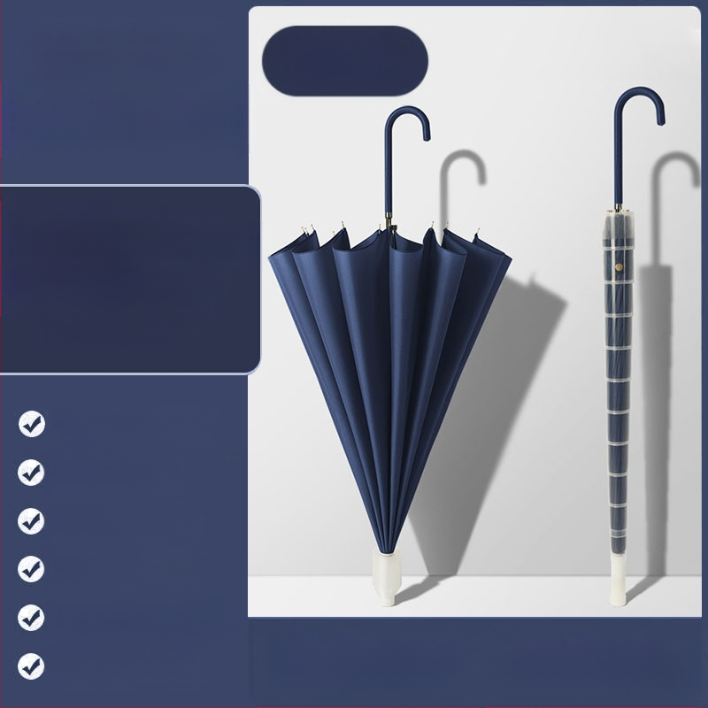 24 csontos esernyő automata esernyő nagy, túlméretezett gyári nagykereskedelmi egyenes hosszú nyelű esernyő napsütéses és esős kettős felhasználású logóval