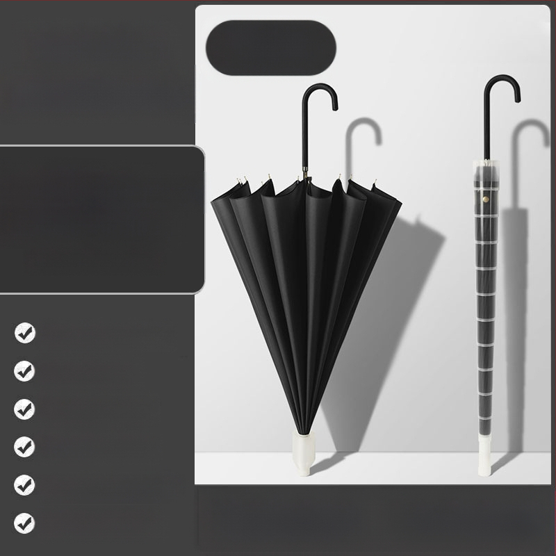 24 csontos esernyő automata esernyő nagy, túlméretezett gyári nagykereskedelmi egyenes hosszú nyelű esernyő napsütéses és esős kettős felhasználású logóval