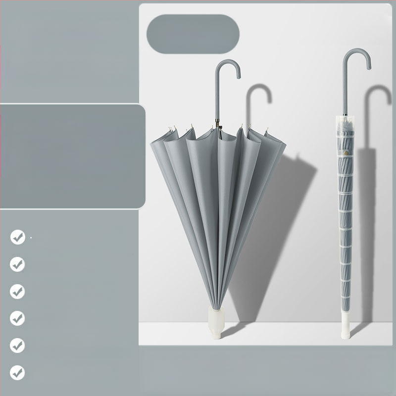 24 csontos esernyő automata esernyő nagy, túlméretezett gyári nagykereskedelmi egyenes hosszú nyelű esernyő napsütéses és esős kettős felhasználású logóval