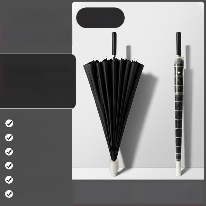 24 csontos esernyő automata esernyő nagy, túlméretezett gyári nagykereskedelmi egyenes hosszú nyelű esernyő napsütéses és esős kettős felhasználású logóval