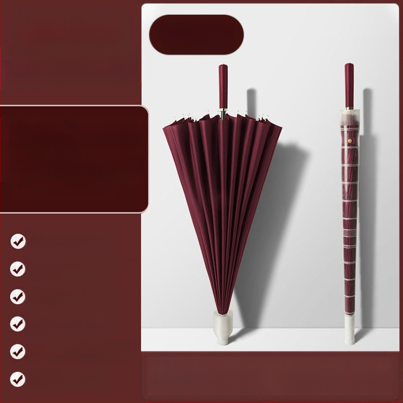 24 csontos esernyő automata esernyő nagy, túlméretezett gyári nagykereskedelmi egyenes hosszú nyelű esernyő napsütéses és esős kettős felhasználású logóval