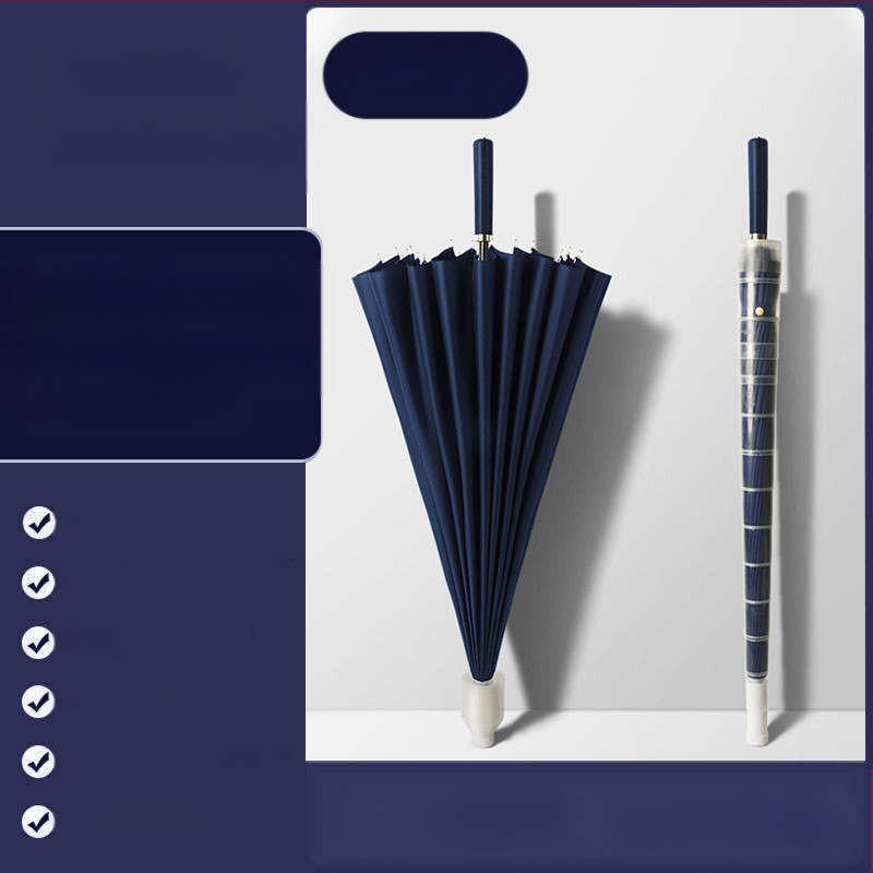 24 csontos esernyő automata esernyő nagy, túlméretezett gyári nagykereskedelmi egyenes hosszú nyelű esernyő napsütéses és esős kettős felhasználású logóval