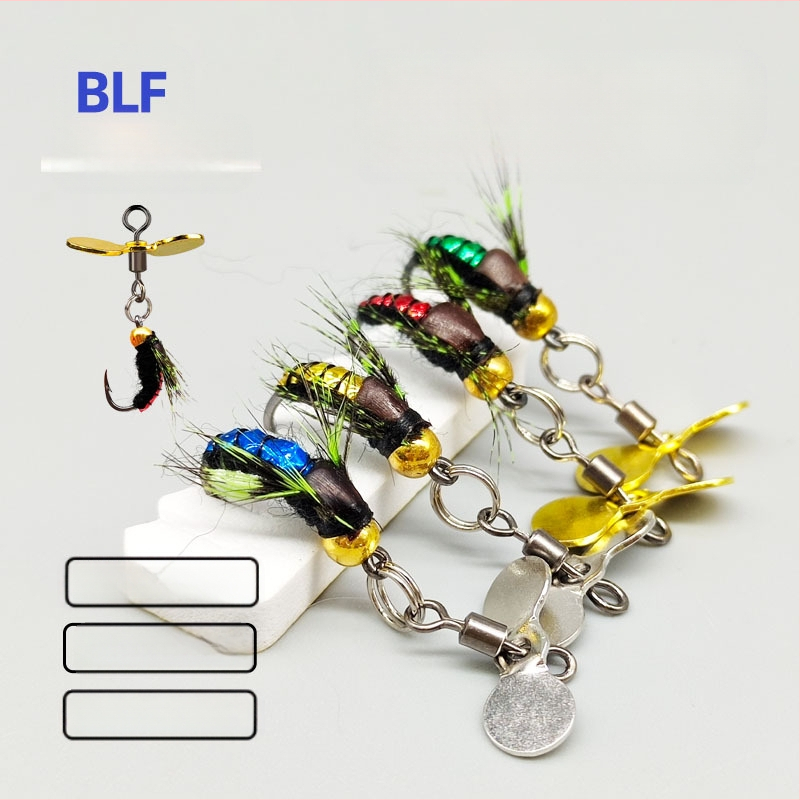 Propelerio blizgučiai Kung Fu muselės modifikacijai, muselės kablys, propelerio blizgučiai iš kompozito, 8 žiedų, mikromedžiagos „Luya“