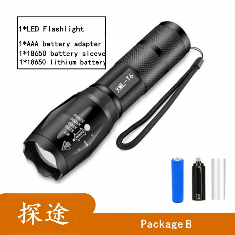 T6 zseblámpa alumínium ötvözetből készült hordozható multifunkcionális kis zseblámpa, fókuszáló XPE zseblámpa ajándékdoboz szett univerzális töltés
